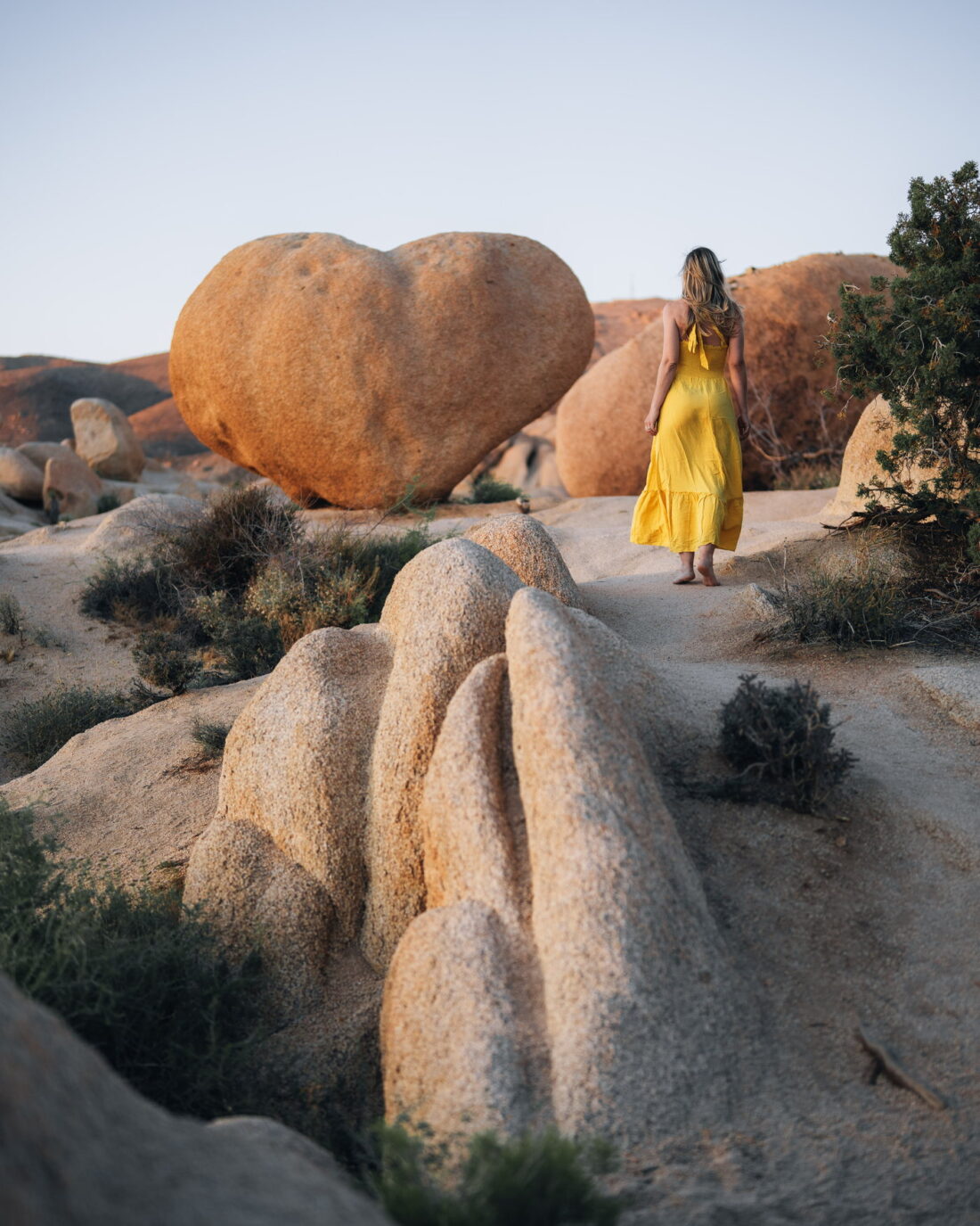 Last light on the desert boulders