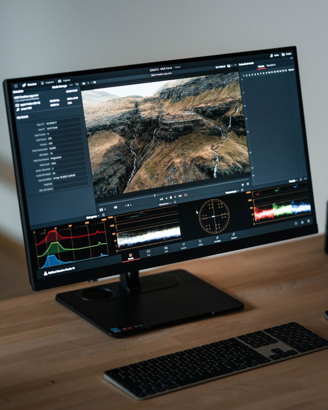 The review setup on the desk
