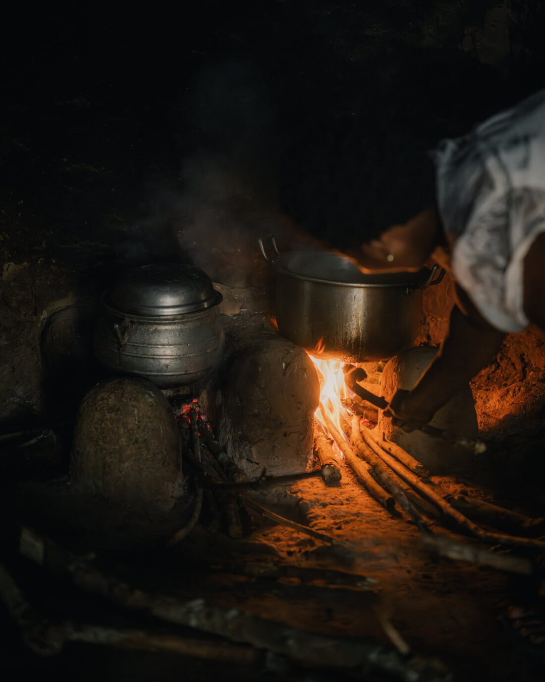 Cooking over a wood fire