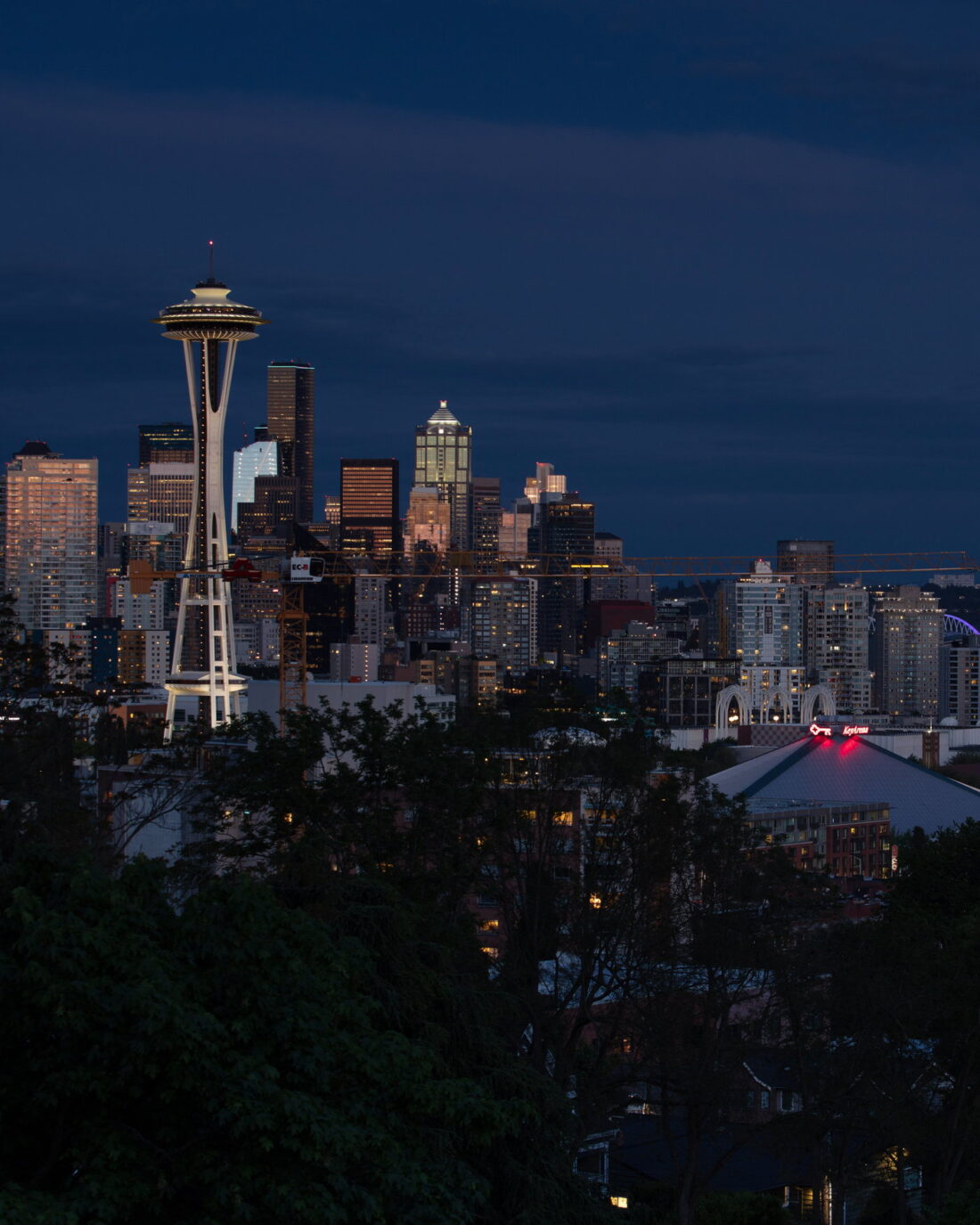 The Space Needle at blue hour